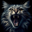 Close up Of roaring cat With Black Background 4K Wallpaper
