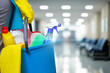 Concept of cleaning services in hospitals and other premises.