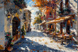 Charming Old Town Street: Vibrant Autumn Colors Adorn a Quaint European Alley, Inviting Explorations of Historic Cities, Ideal for Travel and Culture Magazines.