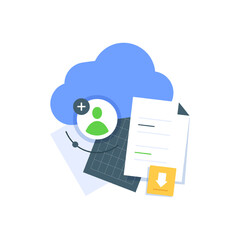 Wall Mural - cloud storage download isometric vector illustration. digital service or app with data transfering. 