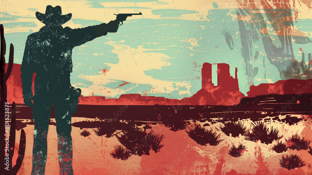 American cowboy outlaw gunslinger in the Wild West frontier of