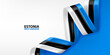 Estonia 3D ribbon flag. Bent waving 3D flag in colors of the Estonia national flag. National flag background design.
