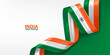 India 3D ribbon flag. Bent waving 3D flag in colors of the India national flag. National flag background design.