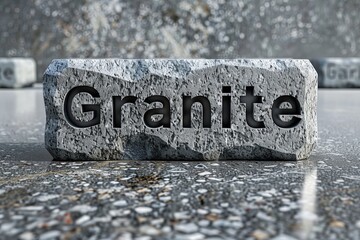 The word 'Granite' deeply carved into a rough stone block, symbolizing strength and durability