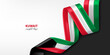 Kuwait 3D ribbon flag. Bent waving 3D flag in colors of the Kuwait national flag. National flag background design.