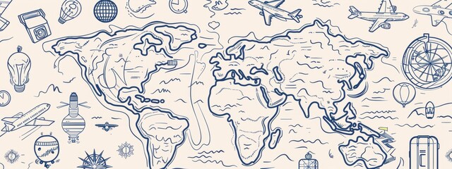  Detailed line art diagrams explaining travel tips and hacks.