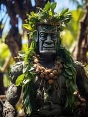 Wall Mural - Tribal mask with foliage