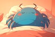 Cartoon dust mite resting in human bed