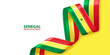 Senegal 3D ribbon flag. Bent waving 3D flag in colors of the Senegal national flag. National flag background design.