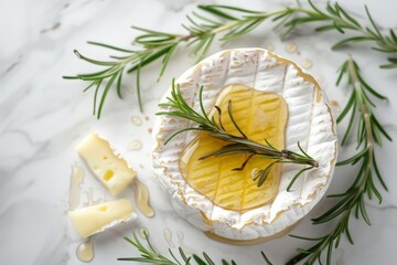 Camembert cheese with rosemary and honey