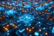 ©  Green Creator - A glowing blue and orange circuit board with a glowing yellow core.