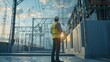 © OZ - Electrical substation engineer inspect modern high-voltage equipmen