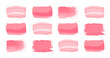 set of pink paint traces,set of pink paint patterns