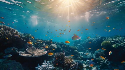 Wall Mural - A network of protected marine reserves teeming with diverse marine life, safeguarding ocean ecosystems for future generations.