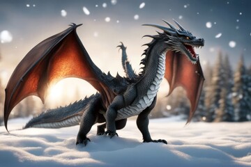 dragon in the snow