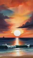 Wall Mural - Maritime Twilight: A Vibrant Seascape at Dusk