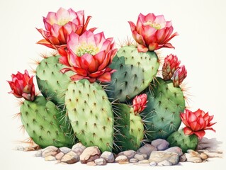 Wall Mural - Cactus watercolor style isolated on white background