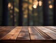 Natural Wood Grain Table with Blurred Background for Product Display