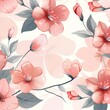 Floral wallpaper design on pink background, summer and spring print for textile. AI generation