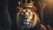 lion wearing a royal crown art