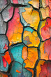 Colorful cracked paint texture abstract