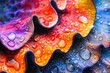 Vibrant macro photography of water droplets on colorful textures