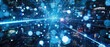 Abstract world of social media, explosion of digital information, city lights background. Concept of global network, technology, connect online