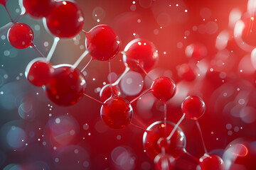 Wall Mural - Red molecular structure 