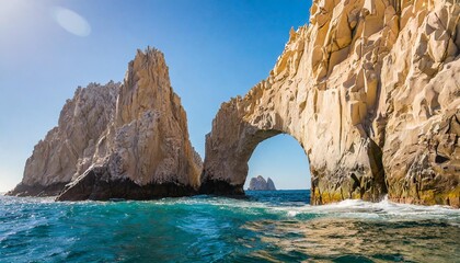 Wall Mural - closeup view of the arch and surrounding rock formations at lands end in cabo san lucas baja california sur mexico