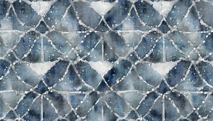 Wall Mural - watercolor seamless pattern cage with snow deep blue and grey color for textile fabric wrapping paper wedding invintation wallpaper decor