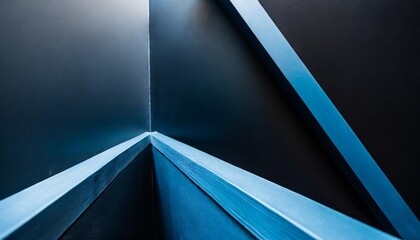 Wall Mural - black blue abstract modern background for design 3d effect diagonal lines stripes triangles gradient metallic sheen minimal web banner wide panoramic dark geometric shapes