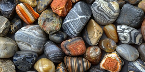 Poster - A close up of a pile of rocks and stones. Generative AI.