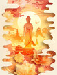 Buddha Purnima illustration, Vesak day. Buddhist holiday