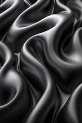 Canvas Print - A black and white image of a fabric that is flowing, AI