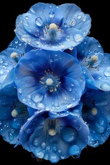 Wall Mural - A close up of a blue flower with water droplets on it, AI