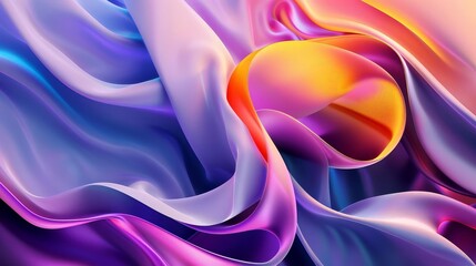 Wall Mural - abstract flowing colorful 3d shapes with smooth curves and gradients futuristic render