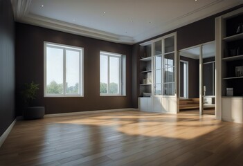 Wall Mural - modern house 3D - room window Empty rendering