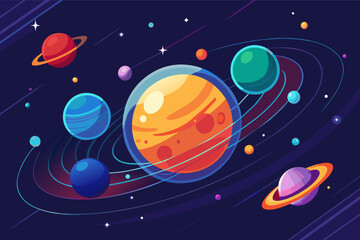 Leinwandbilder - A modern vector illustration of a binary star system