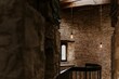 Brick tower staircase background, ancient interior