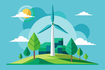 A minimalist image of a wind turbine generating clean energy, representing a sustainable future.