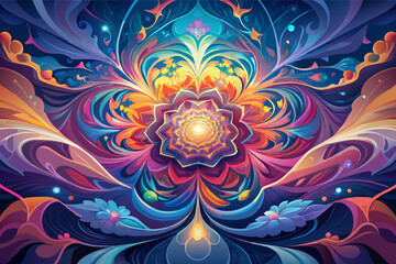 Poster - A mesmerizing abstract light painting featuring pulsating waves of light that ripple and undulate across the frame
