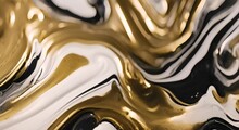 Creative Abstract Golden White Black And Silver Paint Liquid Effect Texture Close-up Fragment Of Acrylic Painting On Canvas With Brush Strokes Modern Art Black And White With Gold Background