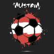 Abstract soccer ball with Austria national flag colors. Flag of Austria in the form of a soccer ball made on an isolated background. Football championship banner. Vector illustration