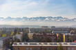 Panoramic view of the rooftops of Nowy Targ with Tatra mountains in the background