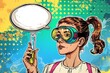 A colorful, comic-style depiction of a female scientist with protective goggles and a test tube. Ideal for educational content on science and research.