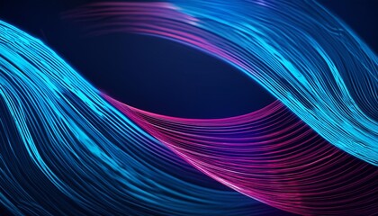 Wall Mural - abstract blue and purple illuminated smooth wavy curved lines texture on dark technology background digital data visualization tech business science concept ai generated illustration