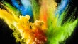 colored powder explosion abstract closeup dust on backdrop colorful explode paint holi