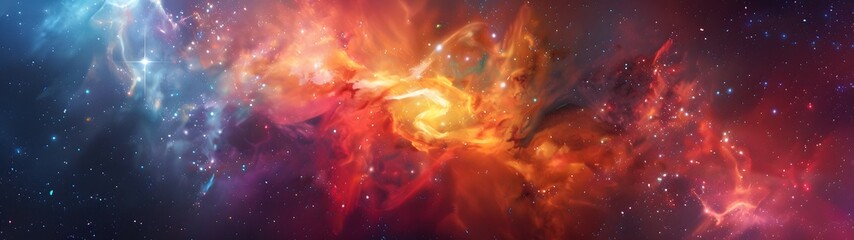 Wall Mural - stunning capture of a vibrant galaxy with swirling colors in space, wide banner