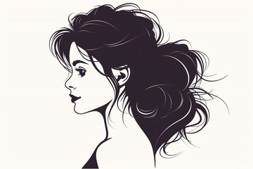 Wall Mural - Profile silhouette of a beautiful girl, salon logo, vector illustration.