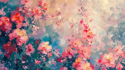 Wall Mural - Bold and emotive abstract background, focusing on close-up impressionist floral scenes for a deeply aesthetic effect. 